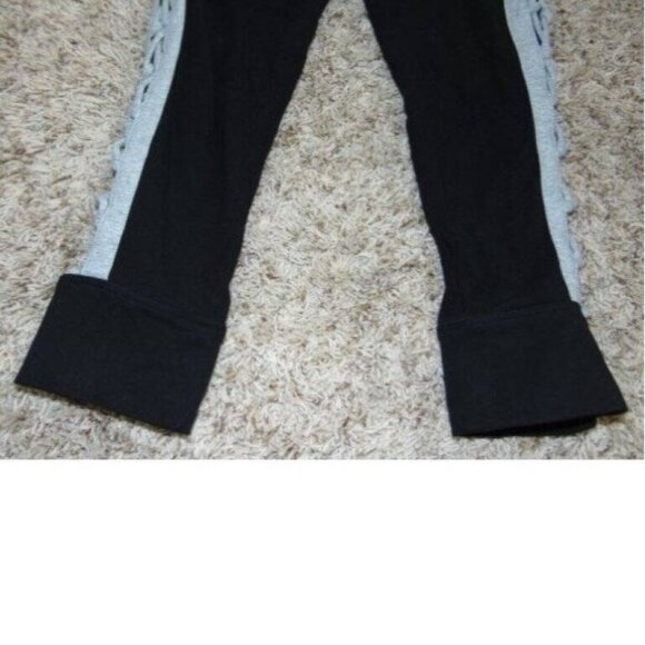 Womens Victorias Secret PINK Yoga Pants Medium Black Cropped White Strappy Legs - Picture 4 of 6